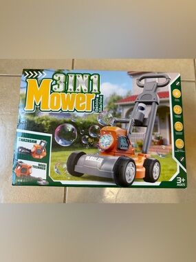 Bubble Lawn Mower for Kids, 3in1 Bubble Machine Blower with 10 Bubble Solutio...